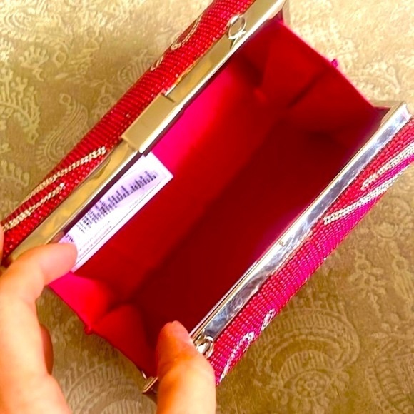 Aldo "Cherry Pop" Rhinestone ENVOLEE MINI CROSSBODY BAG Chain Purse Bling Clutch - Picture 12 of 16